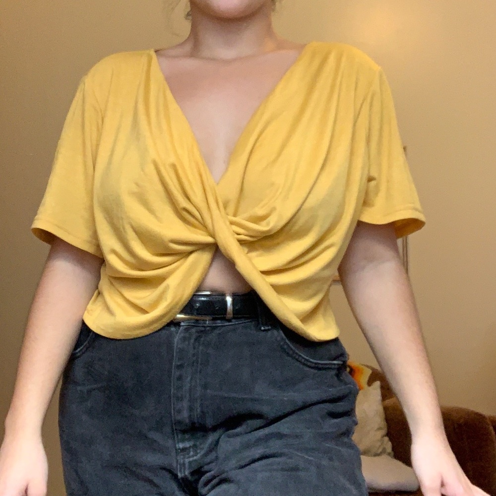 Low cut yellow shirt
